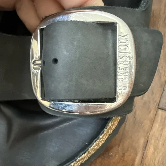 Birkenstock Arizona Big Buckle Sandal Womens US 10 41 Black Silver Oiled Leather - Picture 4 of 10